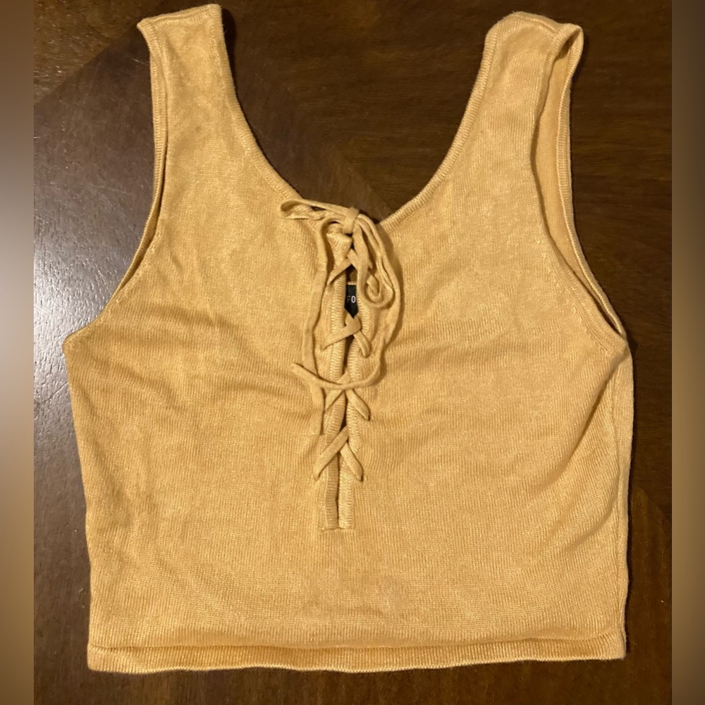 Juniors Size Small Forever 21 Mustard Yellow Crop Tank Top